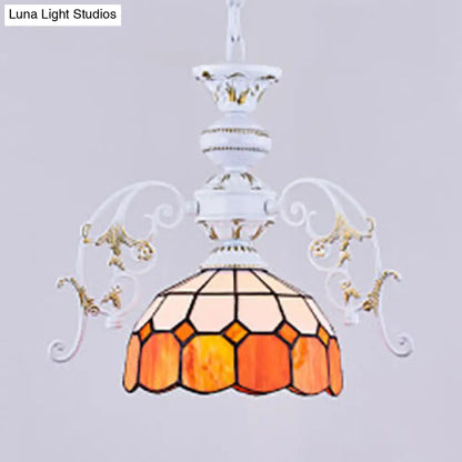 Lámpara de techo colgante semiesférica de cristal Tiffany con cadena ajustable en vibrantes colores amarillo/naranja/azul/verde