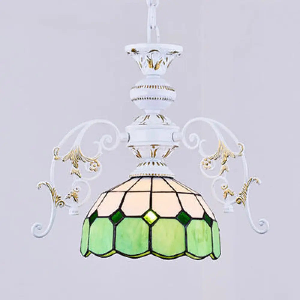 Lámpara de techo colgante semiesférica de cristal Tiffany con cadena ajustable en vibrantes colores amarillo/naranja/azul/verde