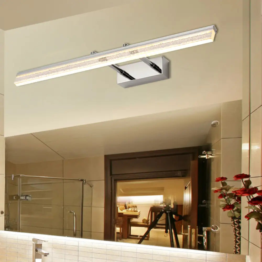 Aplique lineal ajustable de cristal cromado para tocador de baño - 40,6 cm/60 cm/80 cm de ancho - Luz cálida/blanca