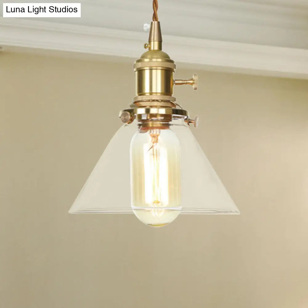 Adjustable Clear Glass Cone Pendant Light for Kitchen - Single Hanging Fixture