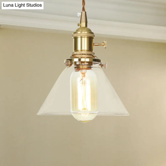 Lámpara colgante ajustable de cono de cristal transparente para cocina - Lámpara colgante individual