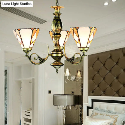 Lámpara de techo cónica ajustable de vitral vintage con suspensión de techo amarilla