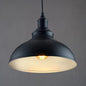 Adjustable Cord Pendant with Metal Dome Shade in Retro Black/Gray - 12"/14"/16" W