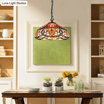 Adjustable Floral Stained Glass Pendant Light for Living Rooms and Kitchens