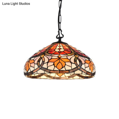 Adjustable Floral Stained Glass Pendant Light for Living Rooms and Kitchens