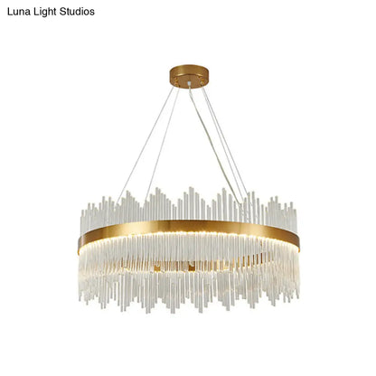 Adjustable Glass Crystal Drum Chandelier Pendant Light for Modern Living Rooms