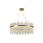 Adjustable Glass Crystal Drum Chandelier Pendant Light for Modern Living Rooms