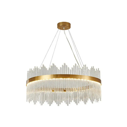 Adjustable Glass Crystal Drum Chandelier Pendant Light for Modern Living Rooms