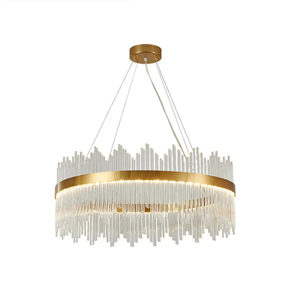 Adjustable Glass Crystal Drum Chandelier Pendant Light for Modern Living Rooms