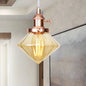 Adjustable Height Industrial Pendant Light with Diamond Glass Shade - Black/Bronze/Brass Finish, Indoor Hanging Lighting - 1 Light