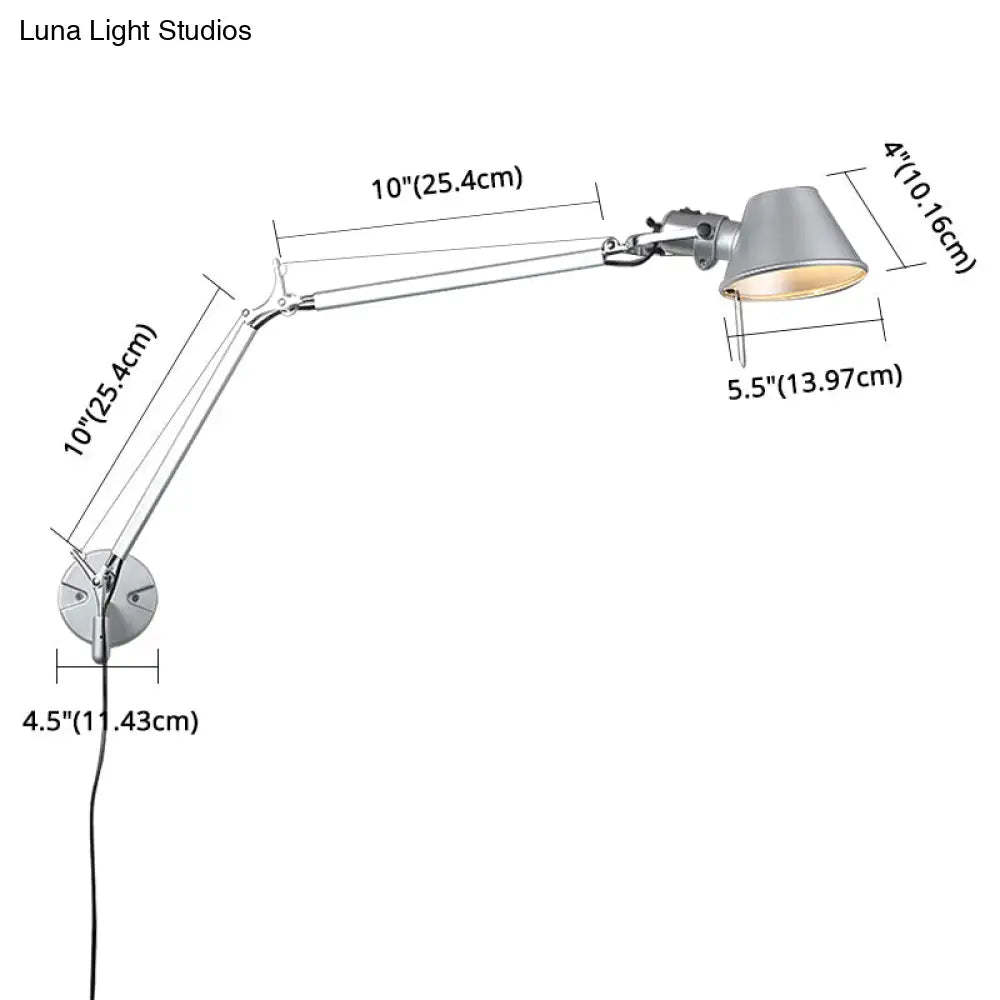 مصباح حائط داخلي قابل للتعديل من DecorBites™‎ بلمسة نهائية فضية لقراءة الكتب