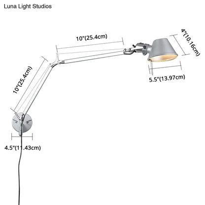 مصباح حائط داخلي قابل للتعديل من DecorBites™‎ بلمسة نهائية فضية لقراءة الكتب