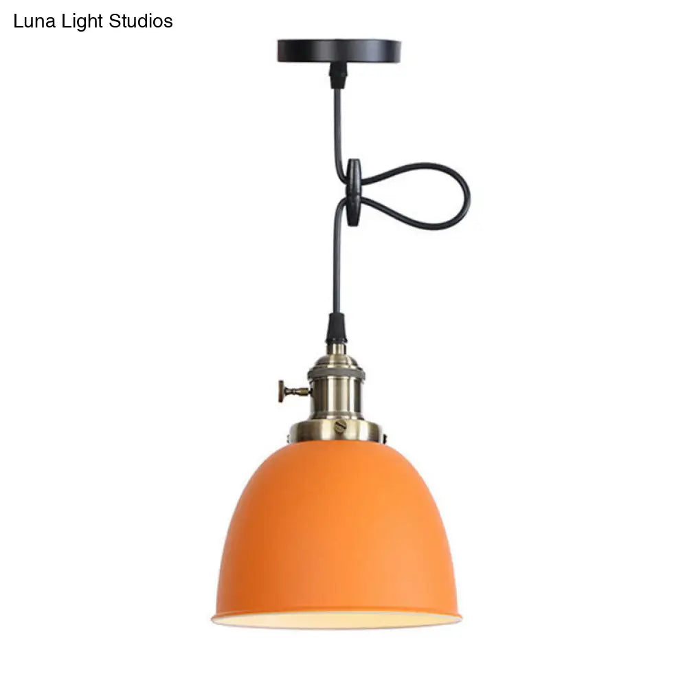 Lámpara colgante industrial ajustable en forma de cúpula en negro/blanco/rojo - Iluminación de techo colgante de metal