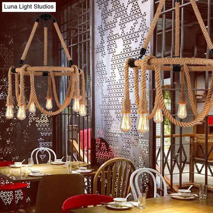 Lámpara de techo industrial ajustable de cuerda - 6 luces - Beige