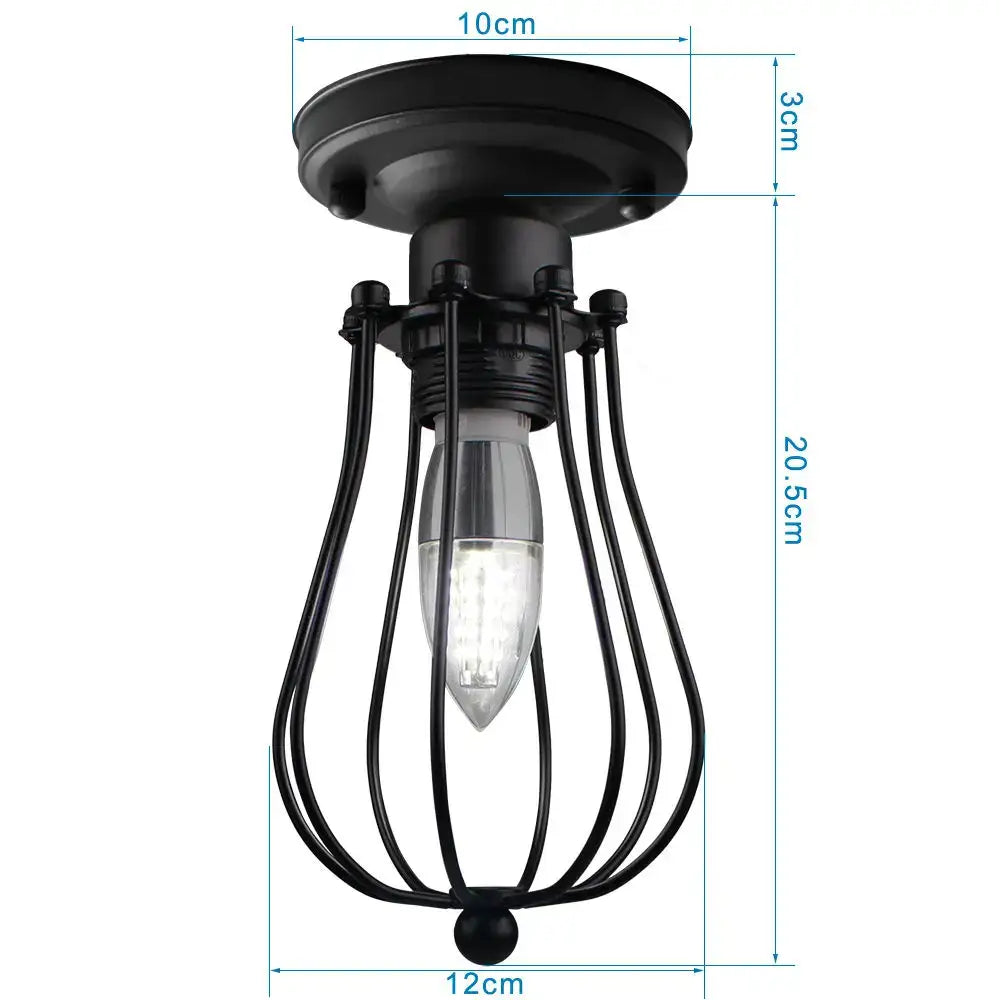 Black wrought iron cage style decorbites adjustable industrial wall light with clear glass bulb for bedroom and hallway decor