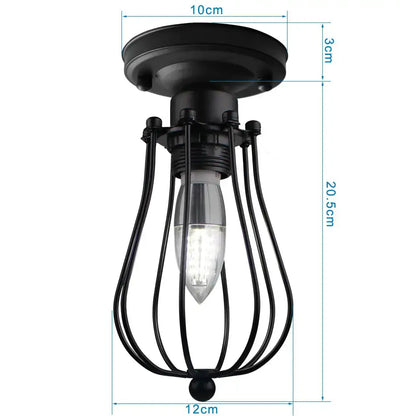 Black wrought iron cage style decorbites adjustable industrial wall light with clear glass bulb for bedroom and hallway decor