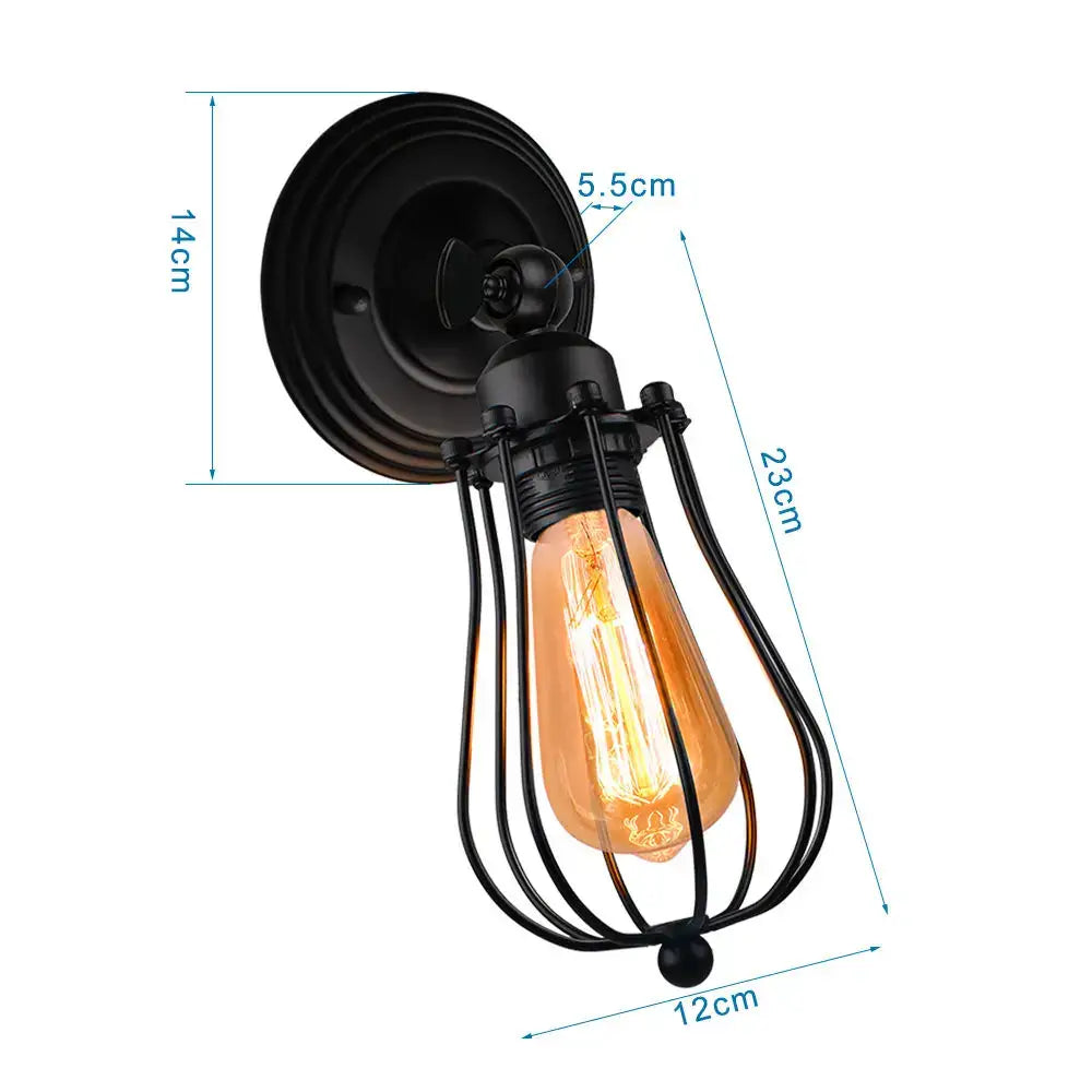 Black wrought iron decorbites adjustable industrial wall sconce with amber filament bulb for bedroom and hallway
