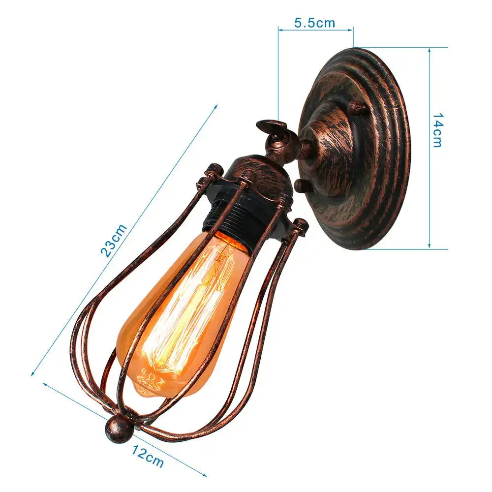 Adjustable industrial wall light in bronze with antique bronze finish and vintage edison bulb in wire cage for decorbites adjustable industrial use