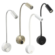 Four adjustable gooseneck decorbites led bedside wall sconce lamps in silver gold white and black with flexible arms