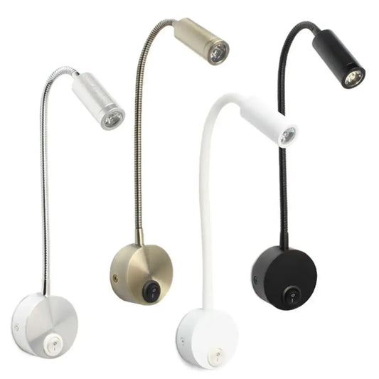 Four adjustable gooseneck decorbites led bedside wall sconce lamps in silver gold white and black with flexible arms