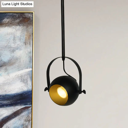 Adjustable LED Dome Pendant Spotlight in Antiqued Black Finish - with Handle