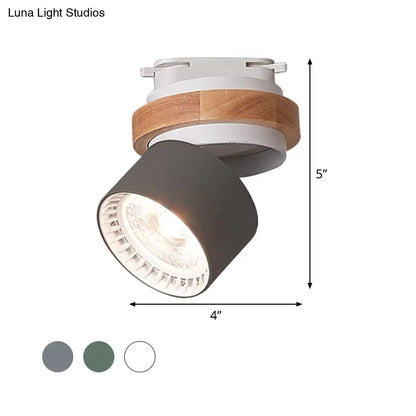 DecorBites™ DecorBites™ Adjustable LED Grey/Green/White Flush Mount: Modern Metallic Cylindrical Flush Lighting in Macaron Style