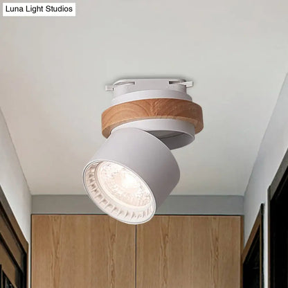DecorBites™ DecorBites™ Adjustable LED Grey/Green/White Flush Mount: Modern Metallic Cylindrical Flush Lighting in Macaron Style