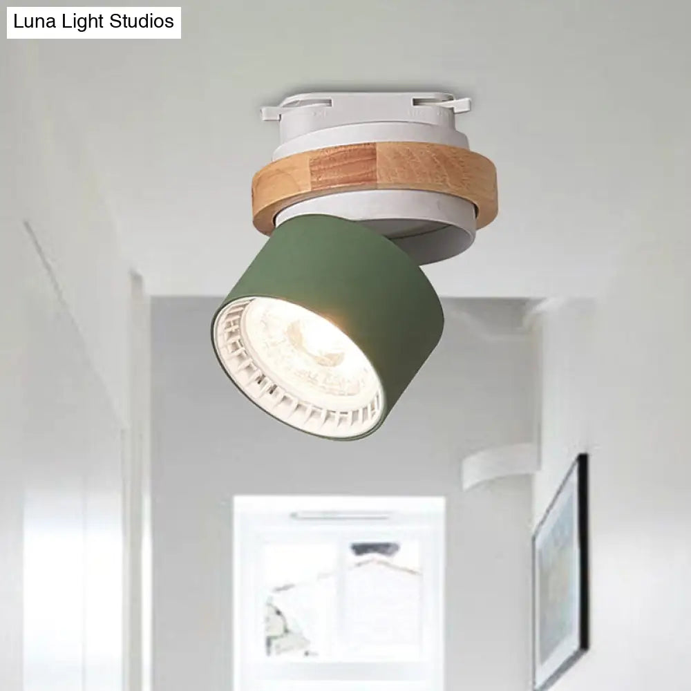 DecorBites™ DecorBites™ Adjustable LED Grey/Green/White Flush Mount: Modern Metallic Cylindrical Flush Lighting in Macaron Style