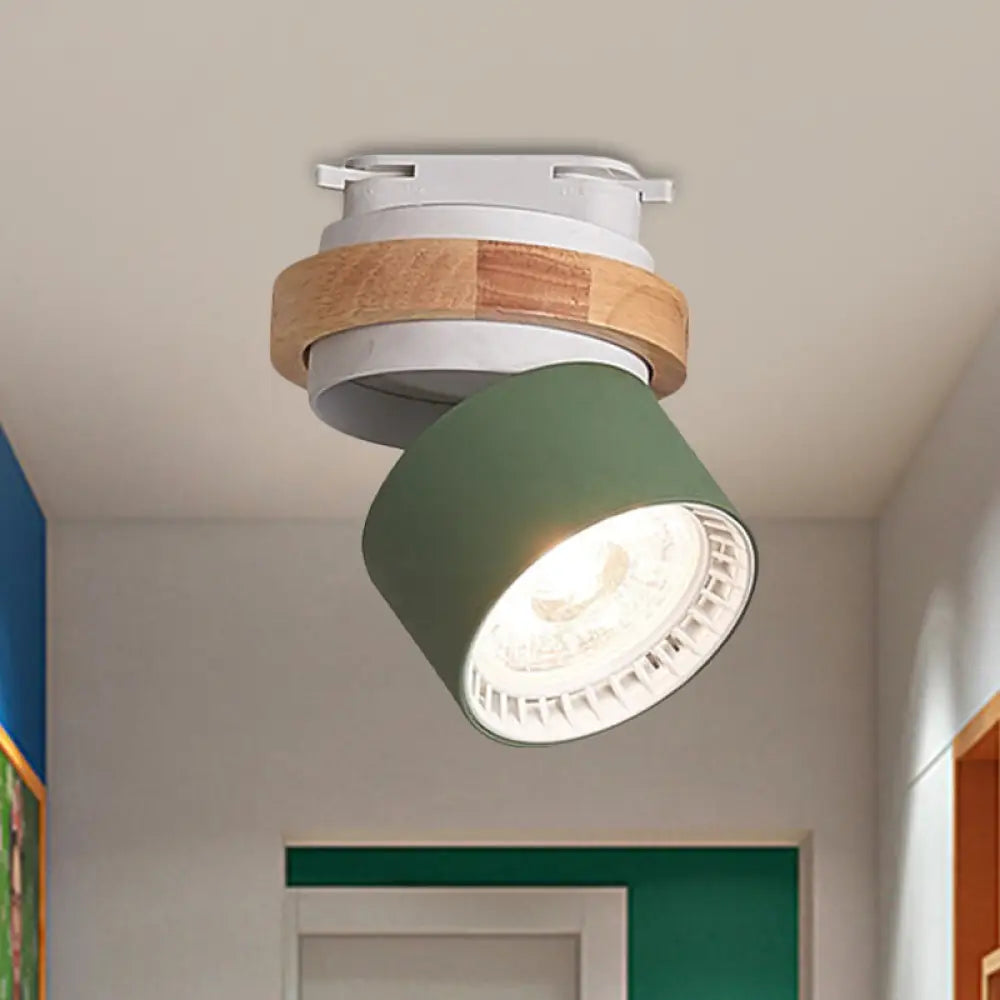 DecorBites™ DecorBites™ Adjustable LED Grey/Green/White Flush Mount: Modern Metallic Cylindrical Flush Lighting in Macaron Style