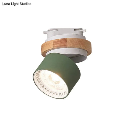 DecorBites™ DecorBites™ Adjustable LED Grey/Green/White Flush Mount: Modern Metallic Cylindrical Flush Lighting in Macaron Style