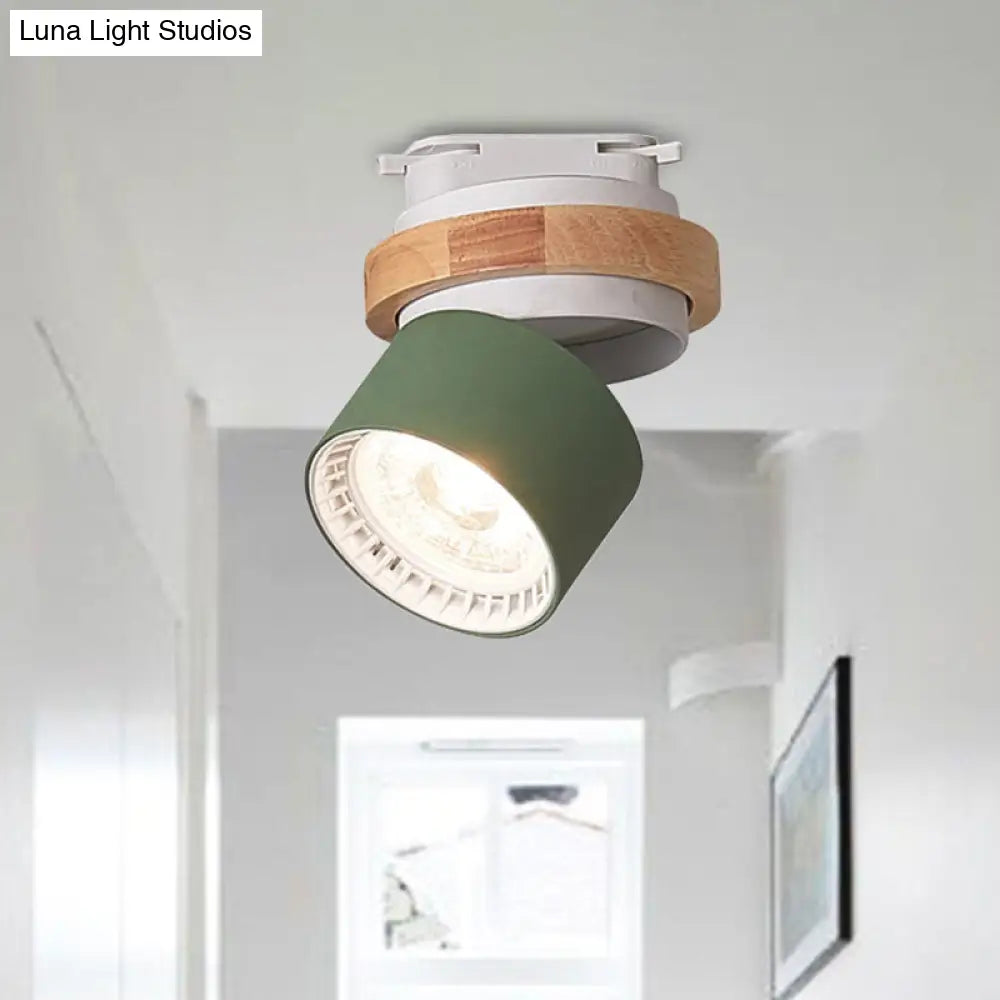 DecorBites™ DecorBites™ Adjustable LED Grey/Green/White Flush Mount: Modern Metallic Cylindrical Flush Lighting in Macaron Style