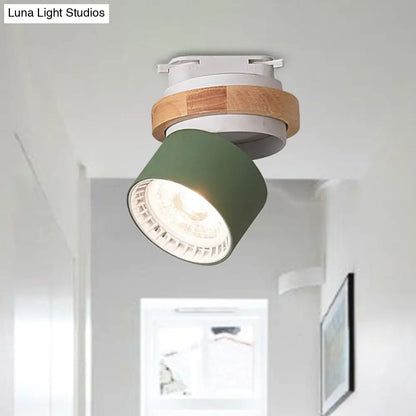 DecorBites™ DecorBites™ Adjustable LED Grey/Green/White Flush Mount: Modern Metallic Cylindrical Flush Lighting in Macaron Style