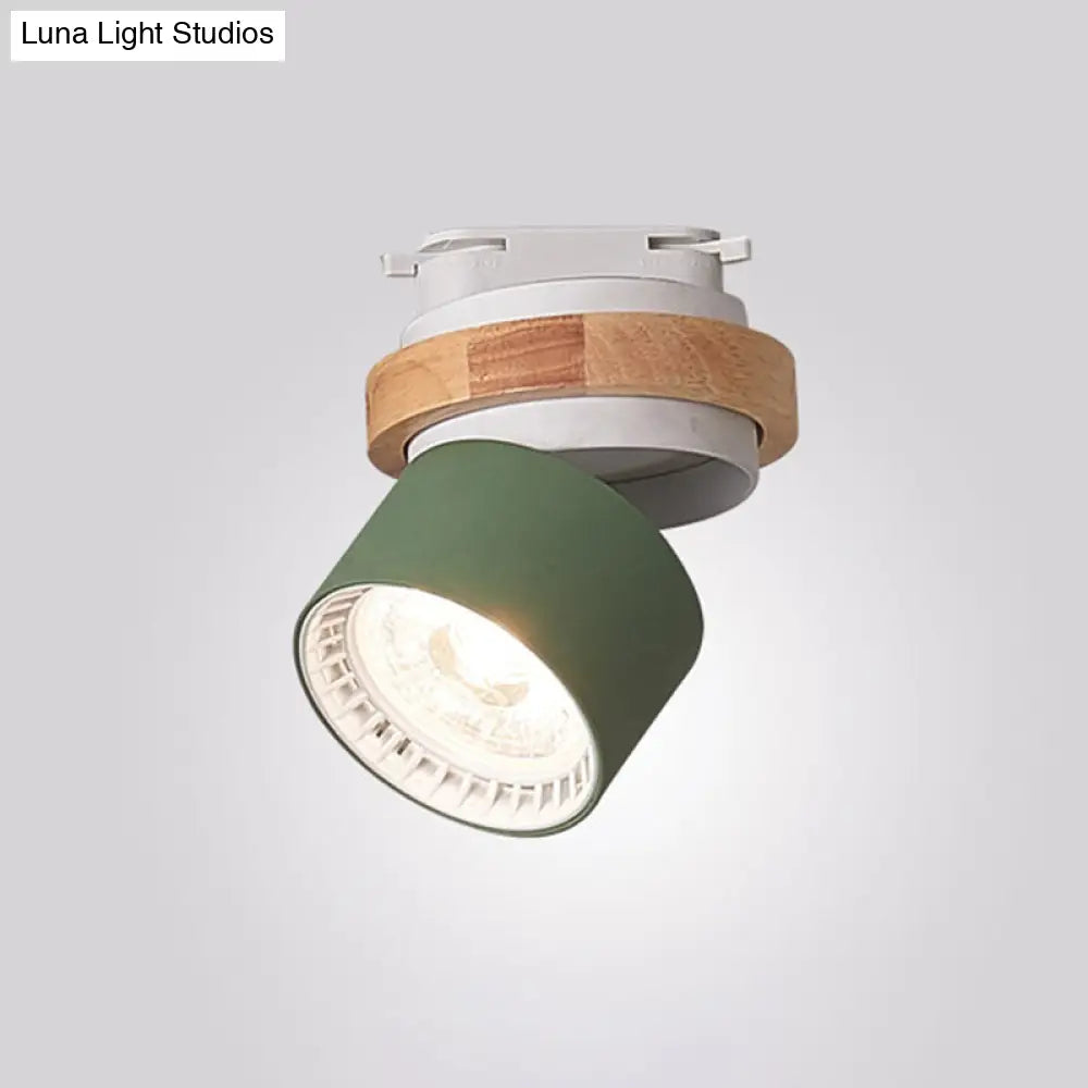 DecorBites™ DecorBites™ Adjustable LED Grey/Green/White Flush Mount: Modern Metallic Cylindrical Flush Lighting in Macaron Style