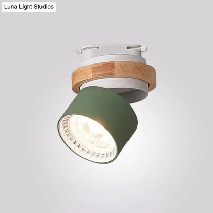 DecorBites™ DecorBites™ Adjustable LED Grey/Green/White Flush Mount: Modern Metallic Cylindrical Flush Lighting in Macaron Style