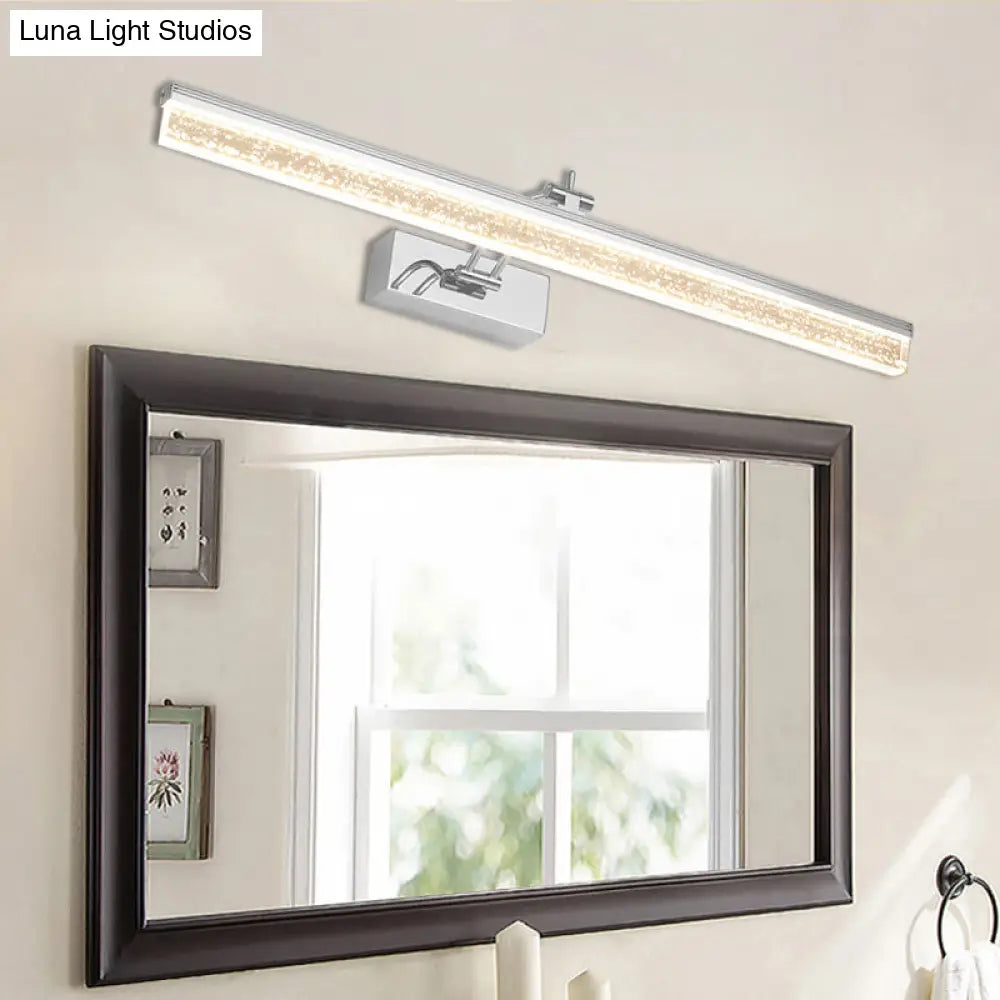 Lámpara de tocador LED ajustable en cromo moderno - Diseño lineal acrílico, opción de luz cálida/blanca - 16"/23.5"/31.5" de ancho