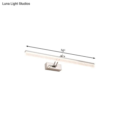 Lámpara de tocador LED ajustable en cromo moderno - Diseño lineal acrílico, opción de luz cálida/blanca - 16"/23.5"/31.5" de ancho