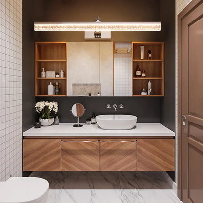 Lámpara de tocador LED ajustable en cromo moderno - Diseño lineal acrílico, opción de luz cálida/blanca - 16"/23.5"/31.5" de ancho