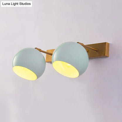 DecorBites™ DecorBites™ Adjustable Macaron Metal Blue Wall Light Fixture with Brass Backplate