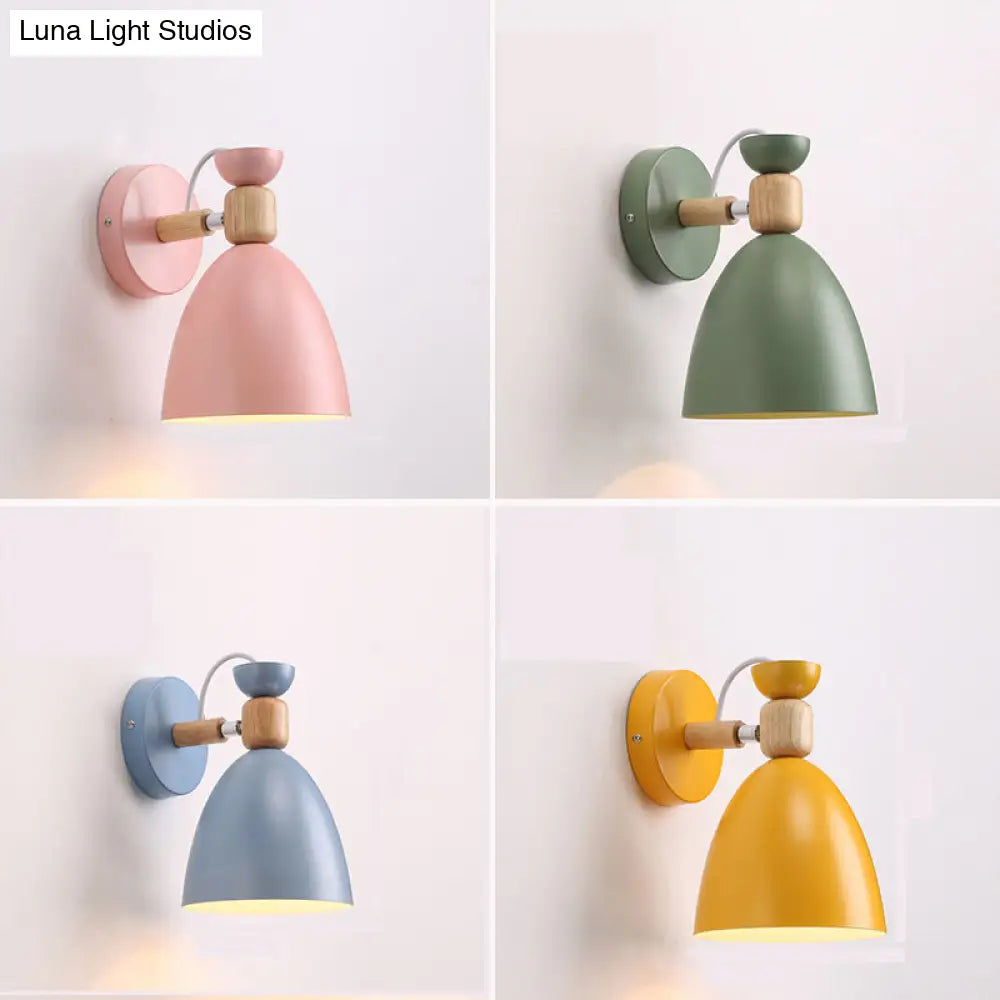 Lámpara de pared Macaron ajustable con pantalla metálica en forma de campana – Lámpara de lectura individual para mesilla de noche