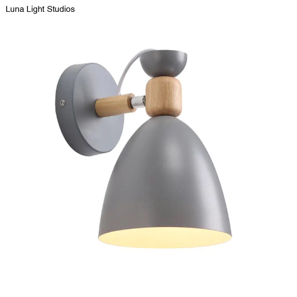 Lámpara de pared Macaron ajustable con pantalla metálica en forma de campana – Lámpara de lectura individual para mesilla de noche