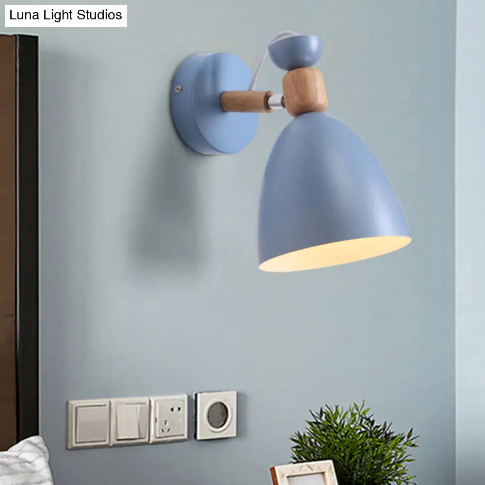 Lámpara de pared Macaron ajustable con pantalla metálica en forma de campana – Lámpara de lectura individual para mesilla de noche