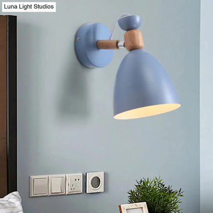 Lámpara de pared Macaron ajustable con pantalla metálica en forma de campana – Lámpara de lectura individual para mesilla de noche