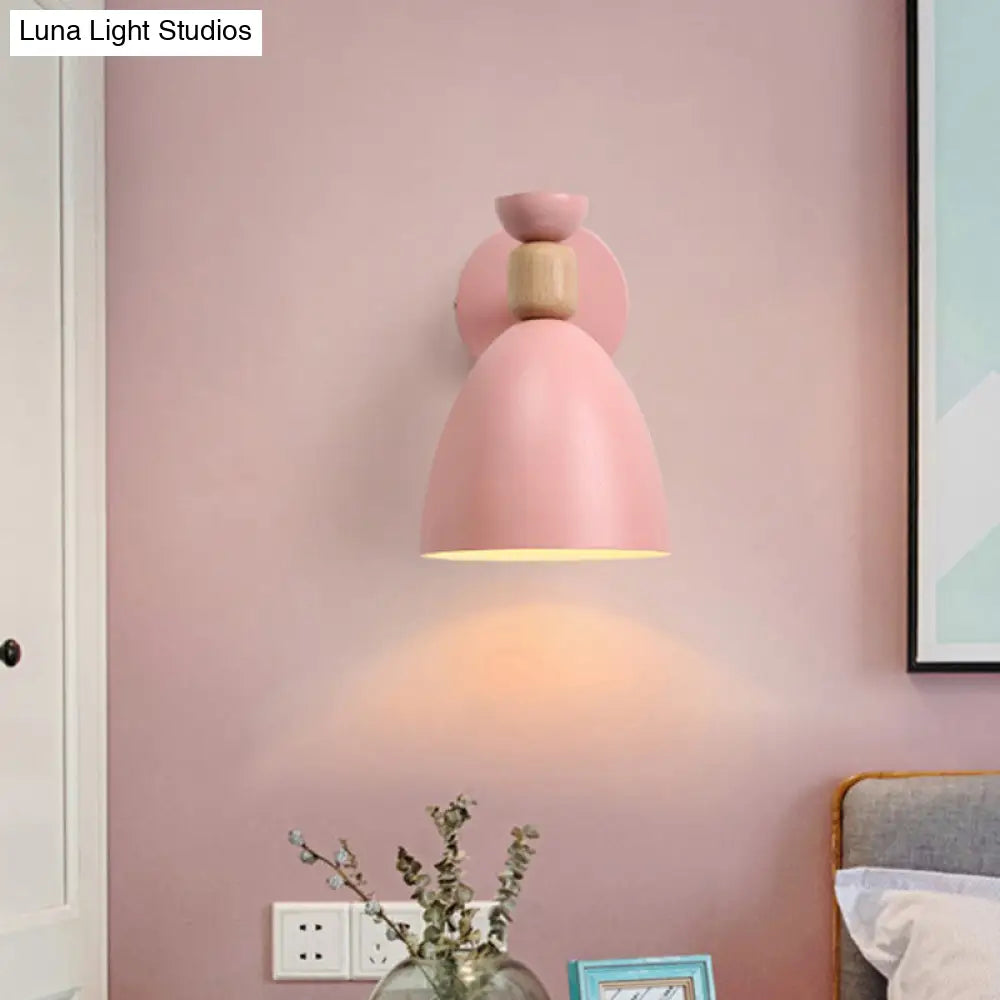 Lámpara de pared Macaron ajustable con pantalla metálica en forma de campana – Lámpara de lectura individual para mesilla de noche
