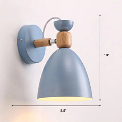 Lámpara de pared Macaron ajustable con pantalla metálica en forma de campana – Lámpara de lectura individual para mesilla de noche