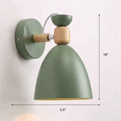 Lámpara de pared Macaron ajustable con pantalla metálica en forma de campana – Lámpara de lectura individual para mesilla de noche