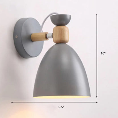 Lámpara de pared Macaron ajustable con pantalla metálica en forma de campana – Lámpara de lectura individual para mesilla de noche