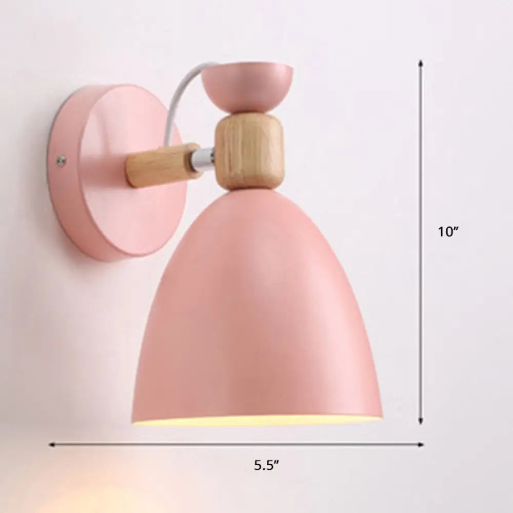Lámpara de pared Macaron ajustable con pantalla metálica en forma de campana – Lámpara de lectura individual para mesilla de noche