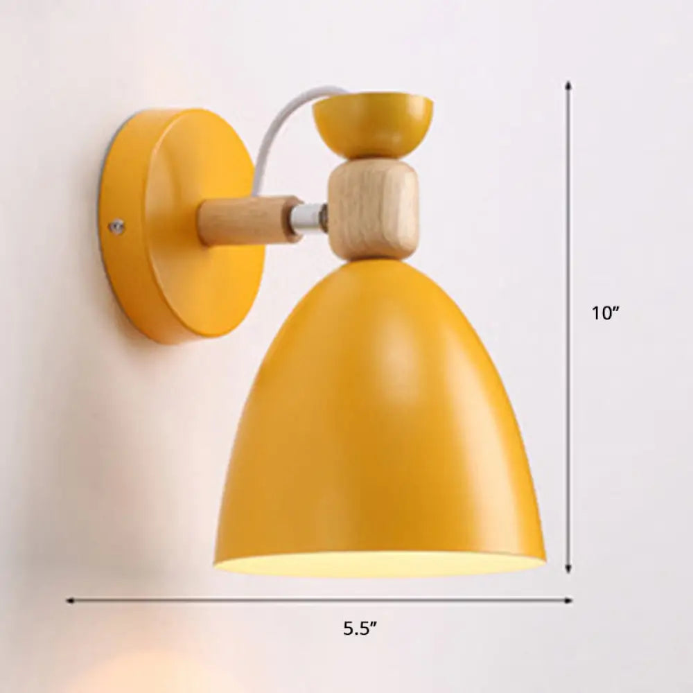 Lámpara de pared Macaron ajustable con pantalla metálica en forma de campana – Lámpara de lectura individual para mesilla de noche