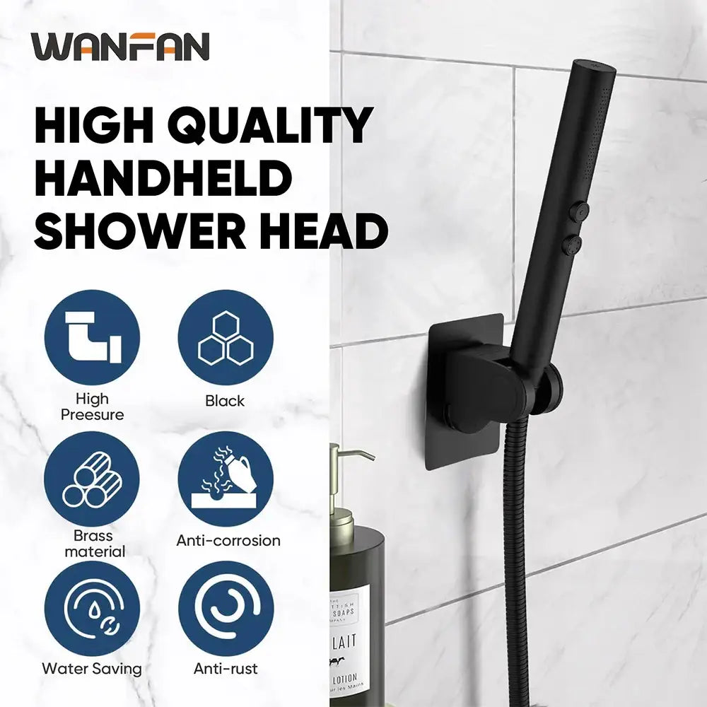 Adjustable matte black stainless steel shower head with sleek modern brass design decorbites black stainless material