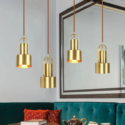 Adjustable Metal Ceiling Pendant Light Fixture - Retro Stylish 4"/5" Dia - Brushed Brass - Living Room Lighting